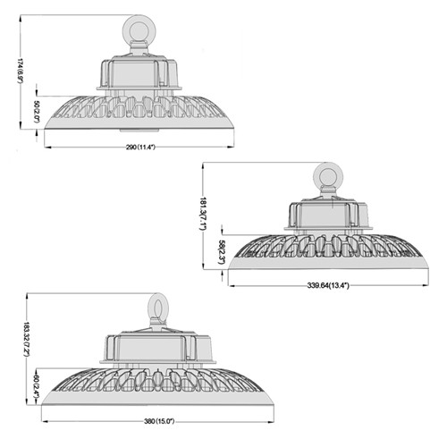 DLC Listed 130LM/W 120Degree Reflector UFO LED High Bay Light