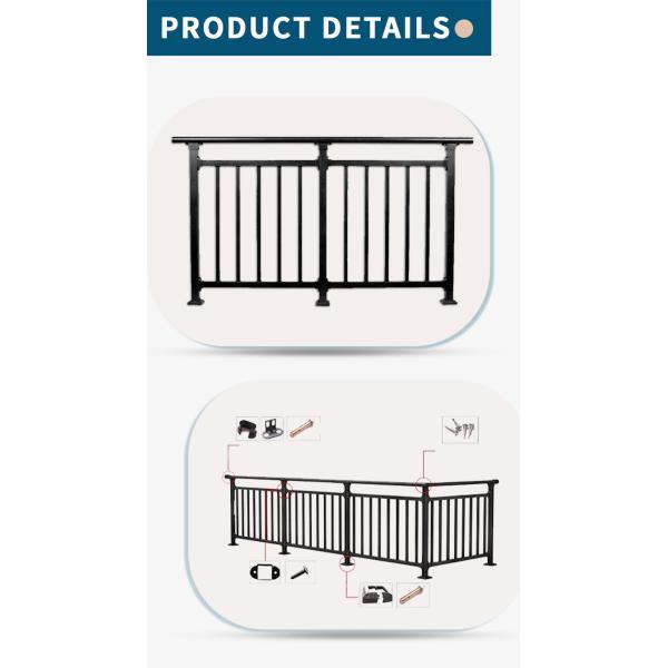 Stylish Indoor Stair Guardrail Iron Riser Flooring Balustrades Balcony Steel Railing