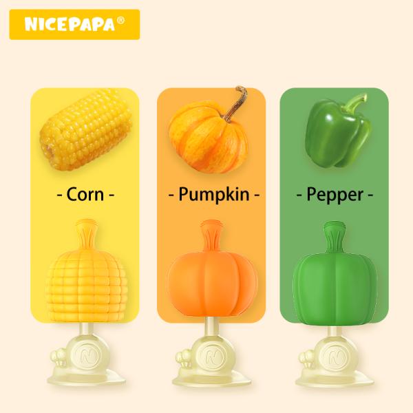 Прорезывание зубов младенца силикона забавляется BPA свободные 3 в 1 дизайне овоща мозоли