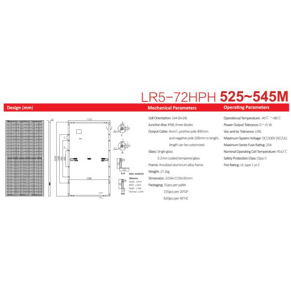 Longi 9bb Hbd Bifacial 520w 530w 535w Mono Solar Panels