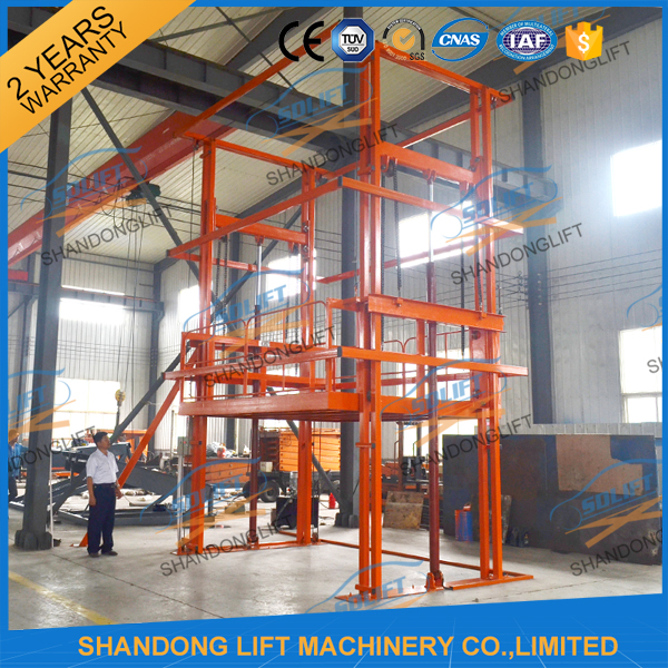 5T 6m Warehouse Hydraulic Guide Rail Freight Lift Elevator Vertical Goods Lift With CE TUV