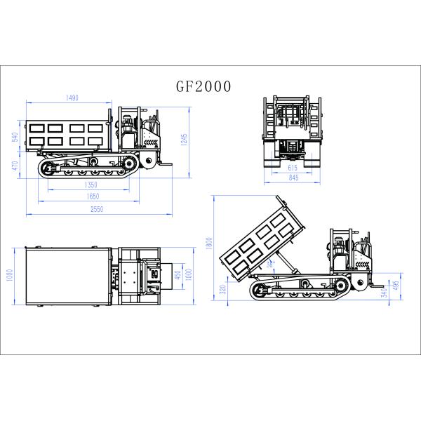 Гидравлическое опрокидывание ГФ2000 Дампер Кроллер Дампер Транспортер Для Строительной площадки