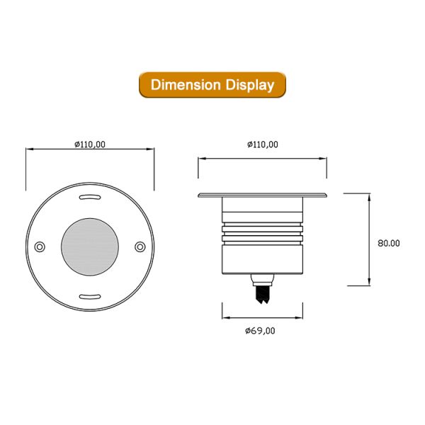 Underwater Recessed Light 316 Stainless Steel Face Marine-Grade Material With 110MM Diameter