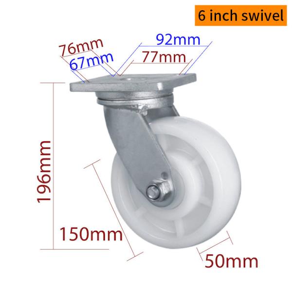 150mm Castor Wheels , 6 Inch Swivel Caster Wheels With Brake 786-26