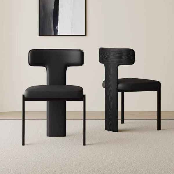 Italian Dining Chairs High-end Design Light Luxury Minimalist Coffee Shop Solid Wood Dining Table Chairs