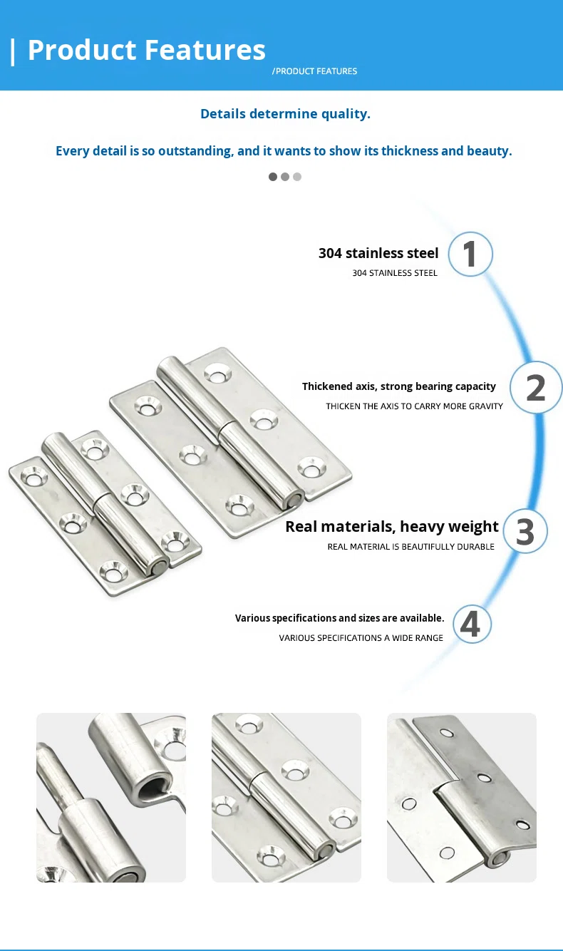 Xiongfeng Removable Detachable Stainless Steel Folding Door Hinge 4-Hole Bathroom Modern Simple Design Left/Right Loose Leaf No