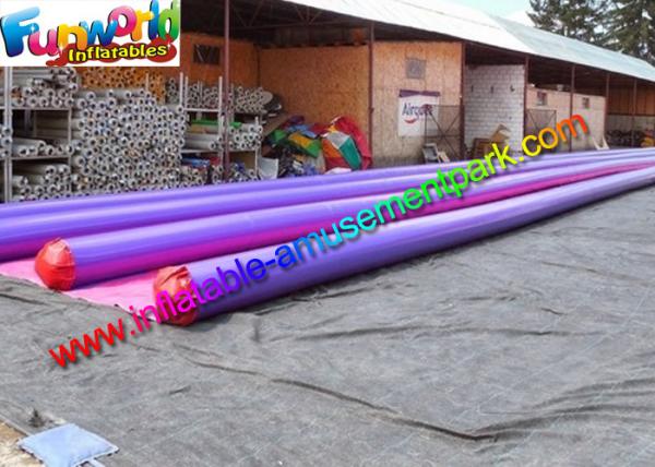 150m Purple Inflatable Water Games Aqua Splash Slip Slide 3 Lanes