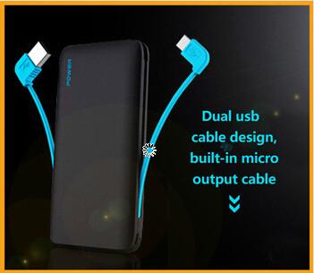2014 high quelity power bank,4500mah built-In usb cables power bank