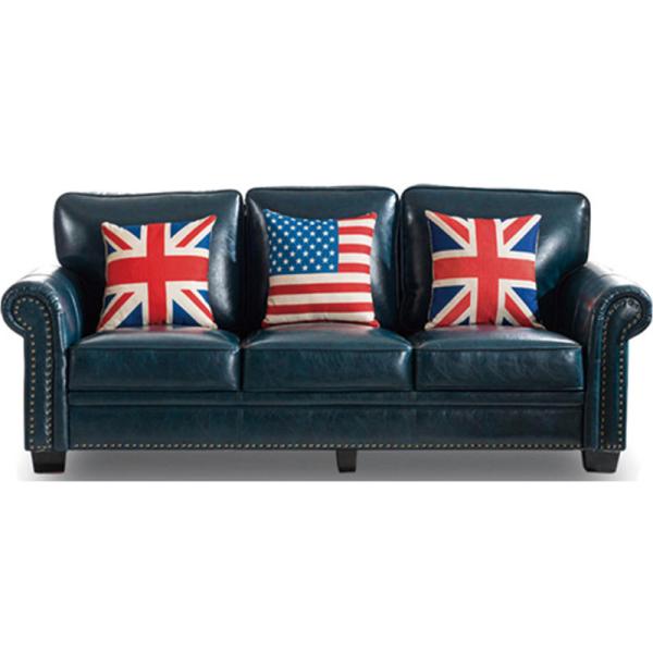 YLX-3116 Dark Blue PU Cover Three Seats Lounge Sofa for Hotel or Home Used