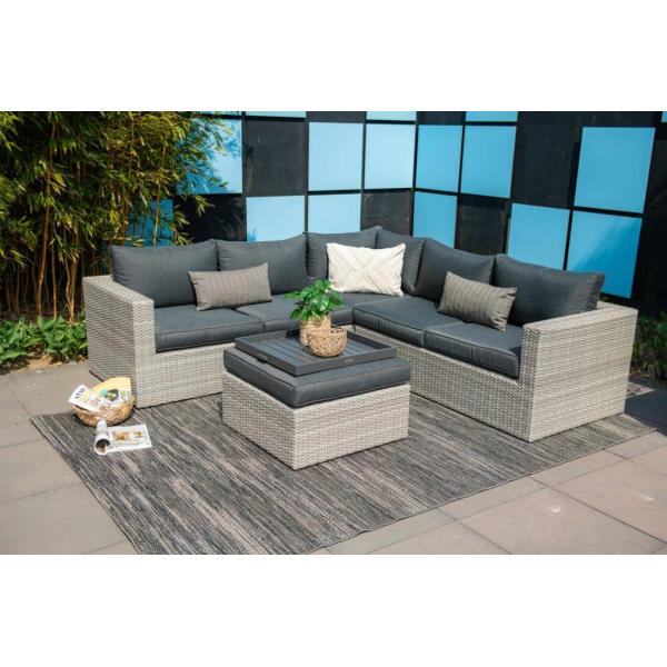 AJUNION Outdoor L Shape Rattan Corner Sofa Set Patio Furniture W155 x D85.5 x H65cm