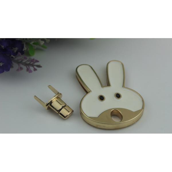 Customized drip glue craft cute rabbit decoration light gold metal purse lock