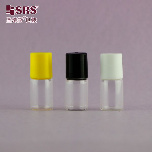 Empty Clear Perfume Roll-On Bottle 1ml 2ml 3ml 5ml Glass Roll-On Bottle Sample Roller Ball Plastic Cap PP Plastic Ball