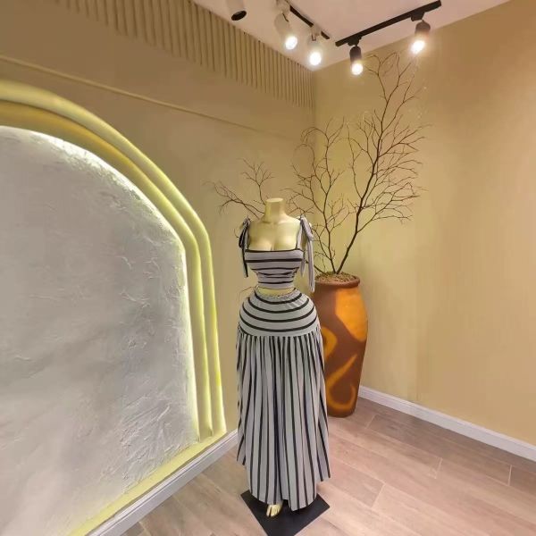 Striped Top & Skirt Two Piece Set - Stylish Matching Outfit