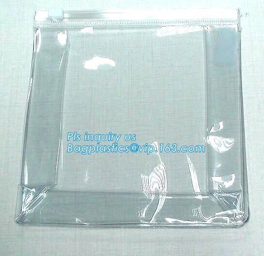 slider zipper PVC plastic bag for packing bed sheet, Flat Zipper Top PVC Slider Zipper Bags For Towel Washing Goods Pack