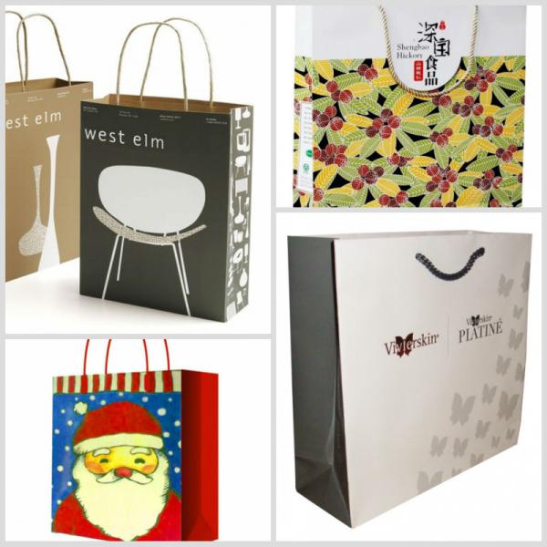 Yellow & Black Color Customized Logo Promotional Paper Bags Glossy Lamination