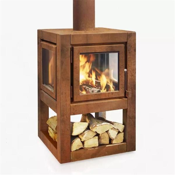 Wood Burning Outdoor Freestanding Corten Steel Stove Metal Fireplace
