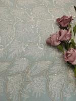 Fil matériel brodé feuillu de broderie de Tulle de paillette de tissu rose de dentelle poly