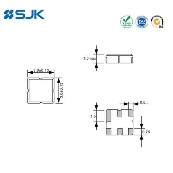SMD 3.0*3.0mm Saw filter DCC6C 966.34MHz with 30MHz bandwidth for Wireless Communication