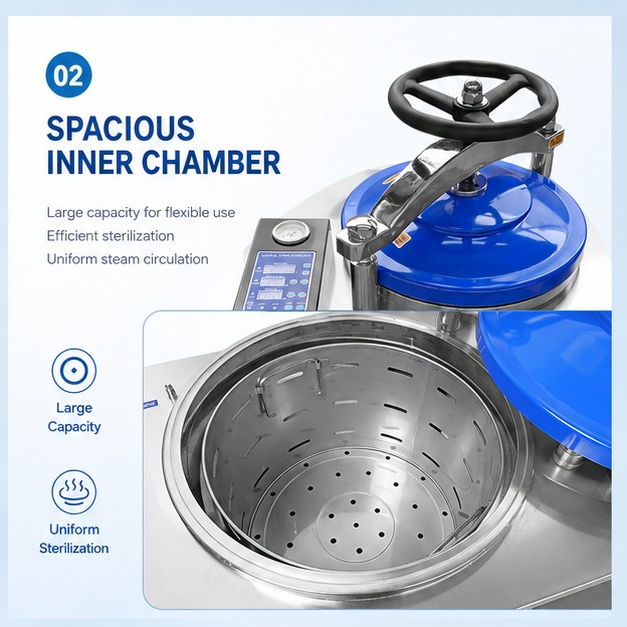 Cenlee OEM Laboratory Internal Cycle Steam Sterilizer 35-100L SUS304 116-134°C Digital Control Vertical Autoclave