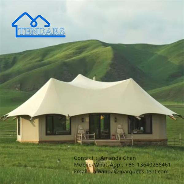 Estrutura de membrana familiar de luxo ao ar livre Safari Resort Hotel Tent With Bathroom