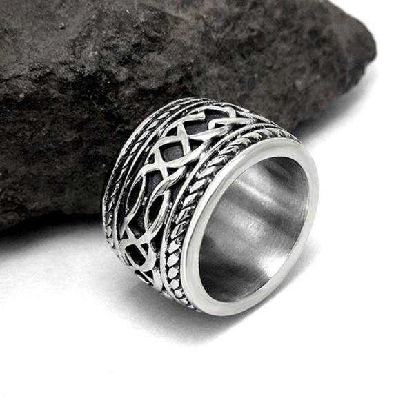 Vintage Old Titanium Stainless Steel with Sterling Silver Plated Band Ring  ()