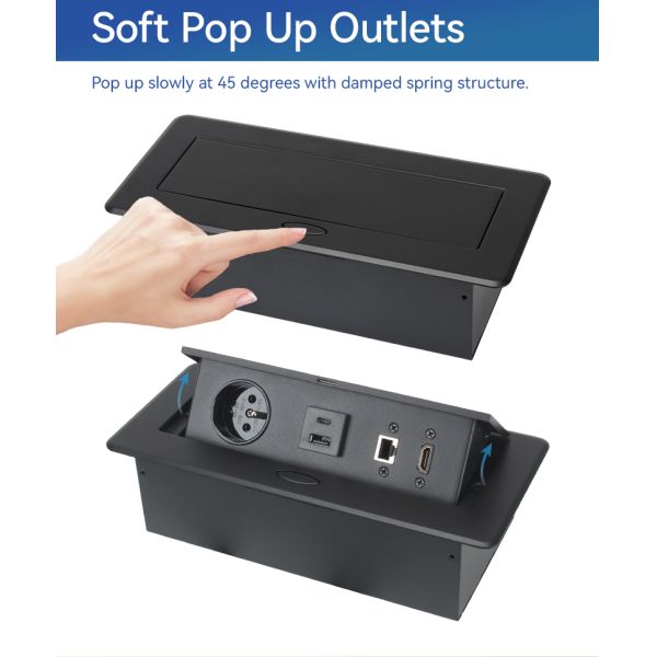 French Recessed Pop Up Electrical Kitchen Counter Sockets Tabletop Outlet