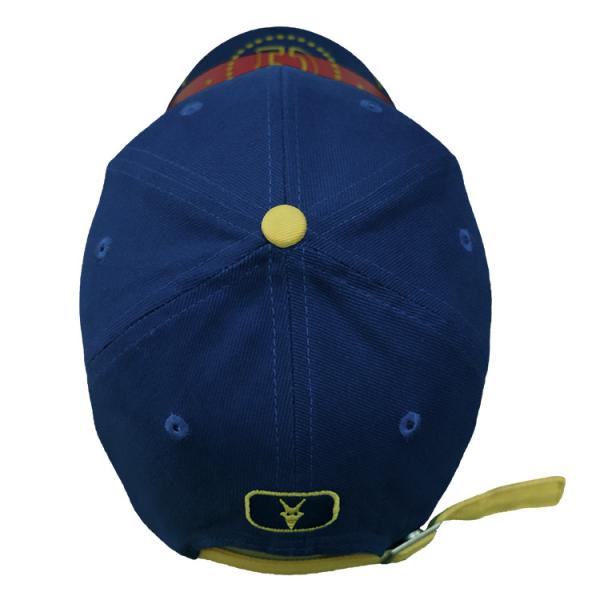 Capuz de basebol azul bordado de 6 painéis com fivela de metal