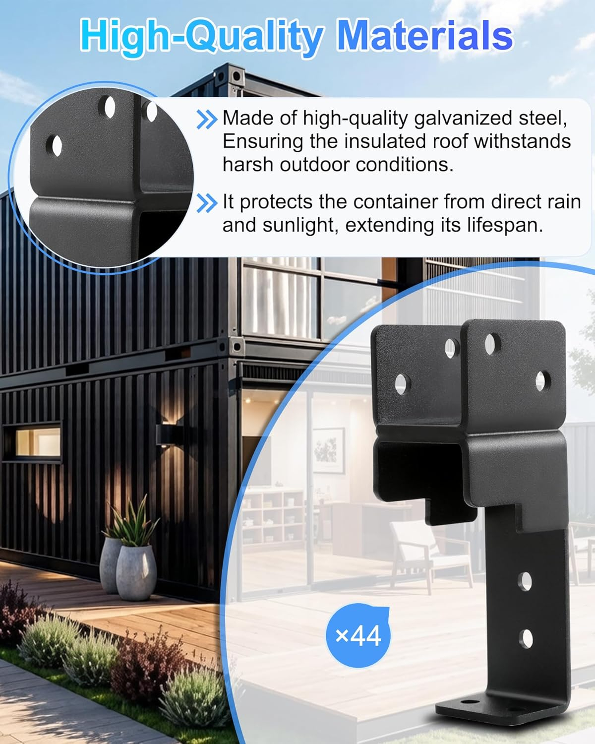 Container Roof Brackets Kit, 6PC Heavy Duty for 2x4 Wood Frame Durable Steel Brackets for Shipping Container Roof Overhaul Heavy Duty Roof Supports for Container, Prevents Water Damage