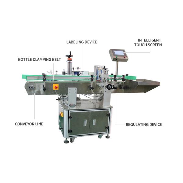 Automatic Round Bottle Labeling Machine , 1200W Adhesive Sticker Labeling Machine
