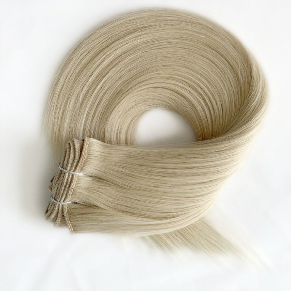 24 inch Natural Straight Hair Weft Extensions Blonde Remi Double Wefted Human Hair