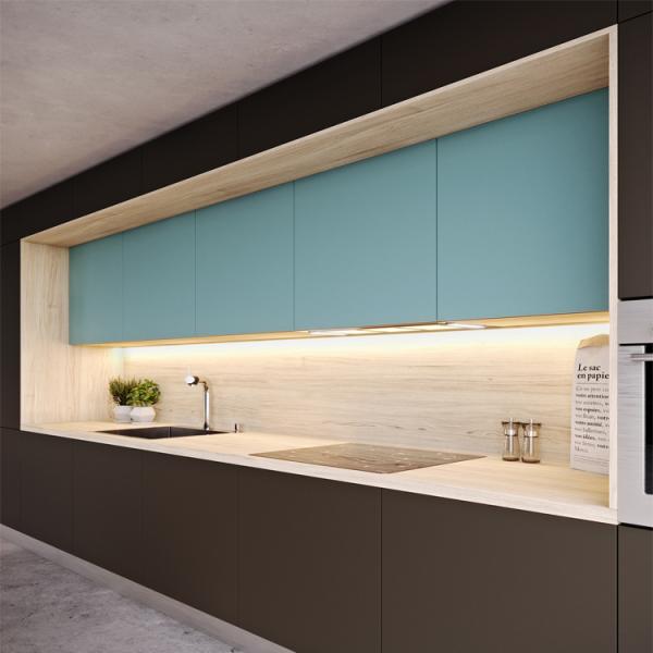 Waterproof PVC Kitchen Cabinets Artificial Stone Countertop With Island