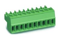 Bloco de terminal feminino plugável 3,5 mm Pitch 300V 8A 2-22 Polos PA66 M2 Parafuso Verde