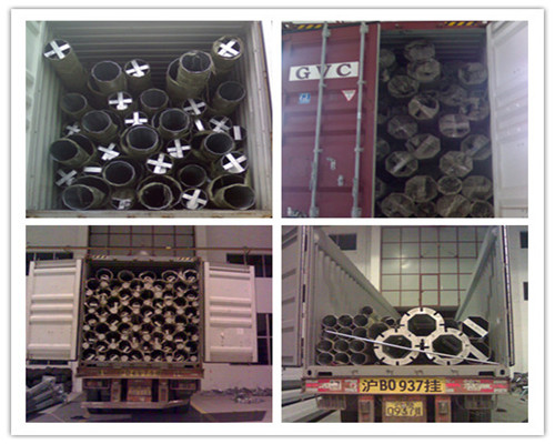 GR65 800kg Design Load Steel Tubular Pole , Steel Electric Pole Weather Resistance