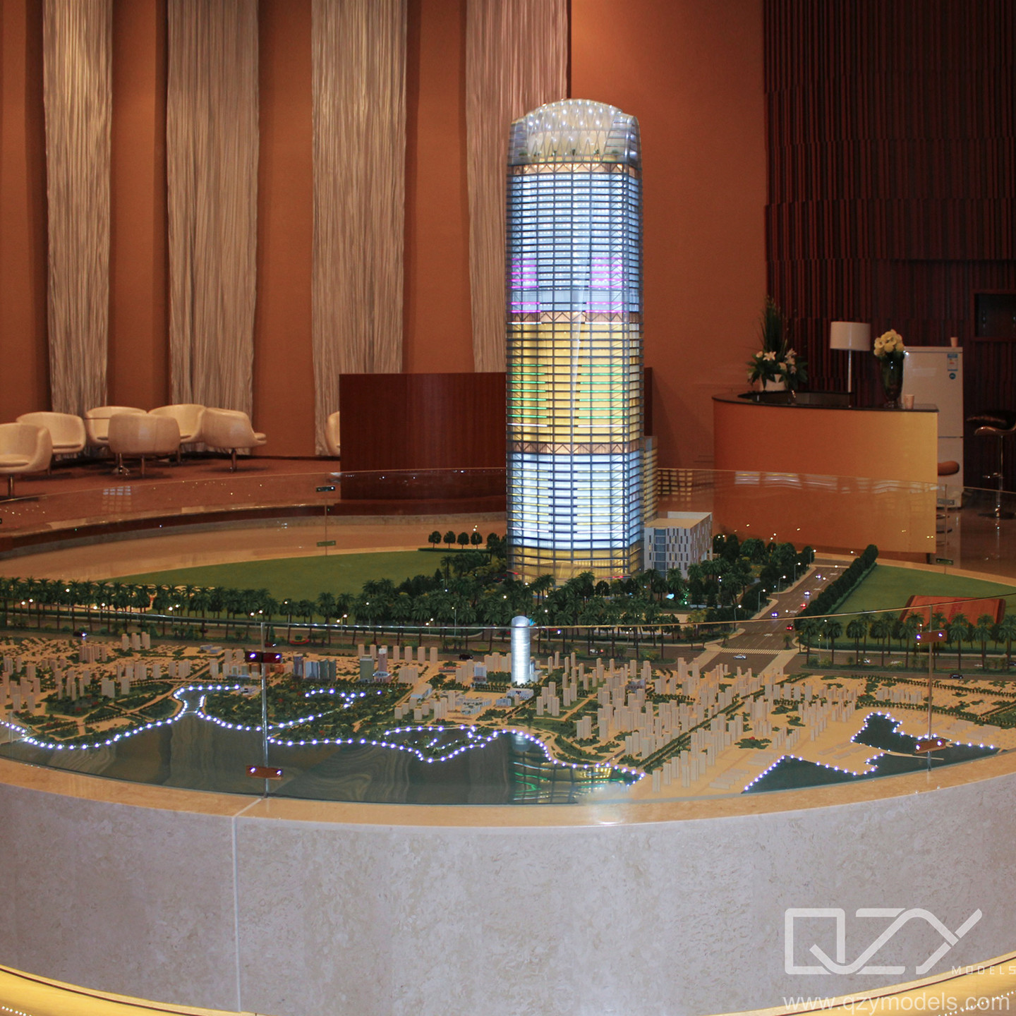 Акриловый концептуальный 3D-модель небоскреба 1/150 Airport Plaza