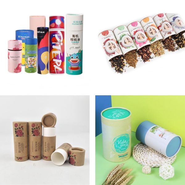 Custom-sized cylindrical kraft paper core boxes, high-quality cosmetic packaging boxes.