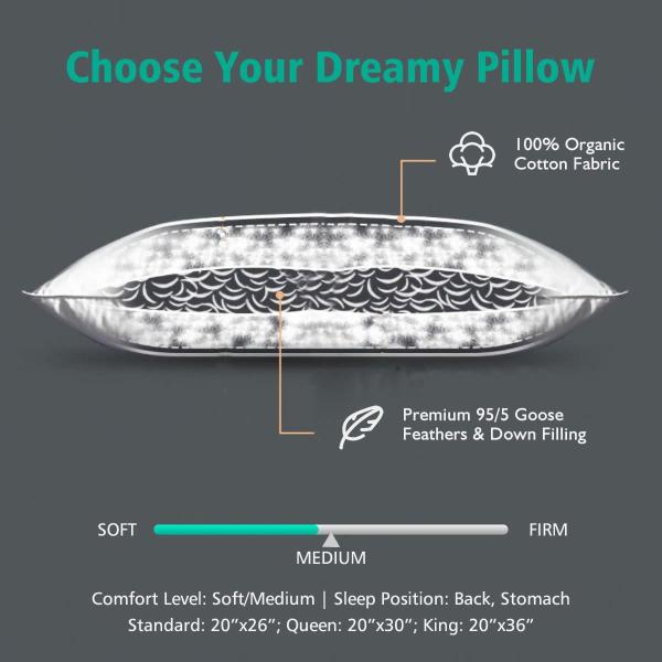 Soft Medium Feather Down Pillows Set of 2 for Stomach/Back Sleepers in Hotel- 0.5-1 Kg