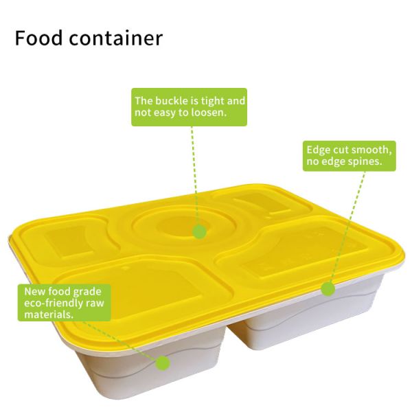 4 5 6 Sections Food Grade Meal Takeout Container Plastic Food Packaging with Soup Bowl