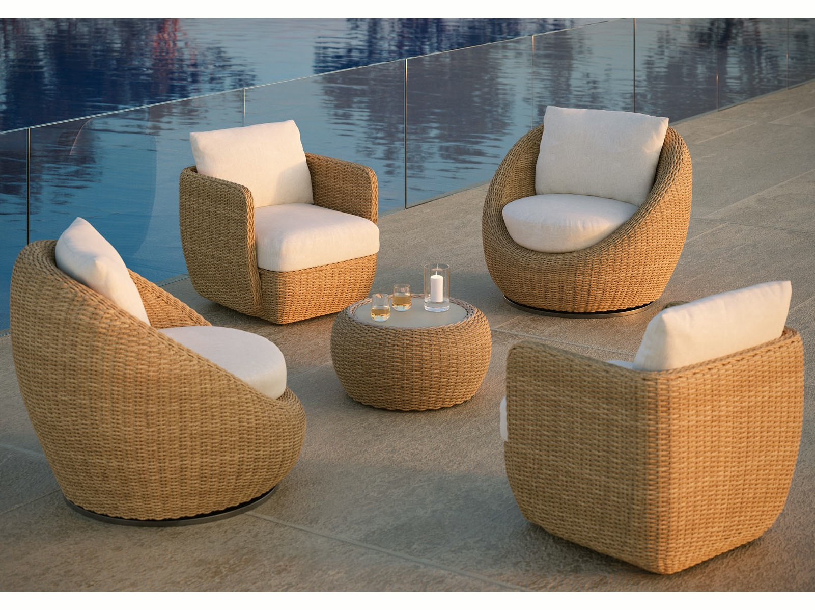 Round Wicker Woven Patio Furniture Outdoor Swivel Lounge Chair. Jen SN-2666