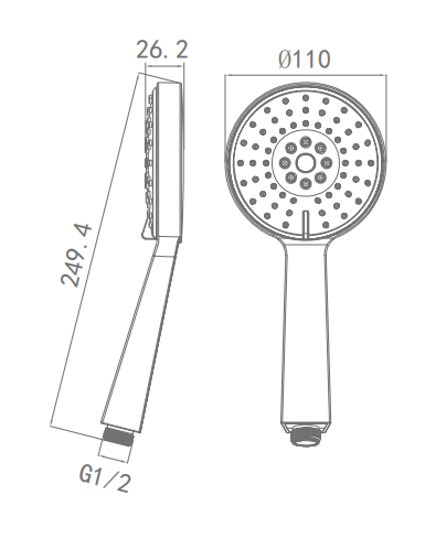 Repuestos de ducha de baño de tres funciones Cabezal de ducha de mano de baño 1/2 pulgadas