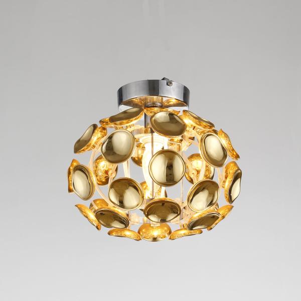 Gloss And Mirror Antique Gold Acrylic Ceiling Lamp For Restaurant