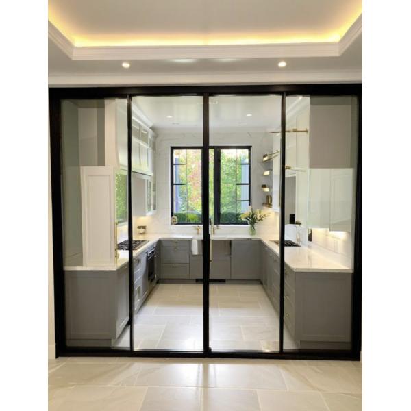 High Light Transmission Aluminium Aluminum Double Glazed Sliding Door with Multiple Tracks for Patio