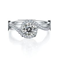 Simple Arrival S925 Bright Setting Women Infinity Round Cut Moissanite Ribbon Twist Wedding Engagement Ring