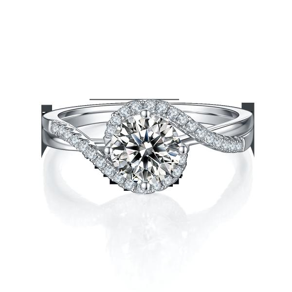 Простое обручальное кольцо свадьбы извива ленты Moissanite отрезка круга безграничности женщин прибытия S925 яркое устанавливая