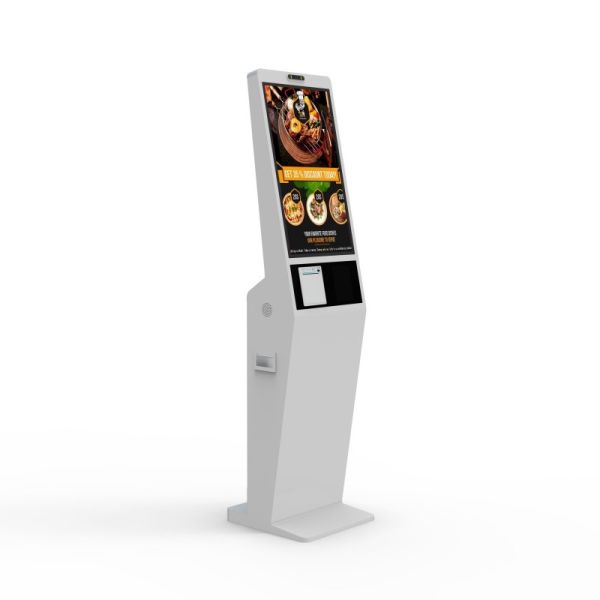 32 inch Indoor Advertising Playing Equipment Floor Standing Food Ordering Kiosk With Lcd Touch Screen