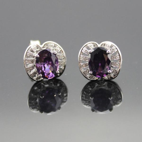 Sterling Silver Green Cubic Zircon Stud Earrings(E03)