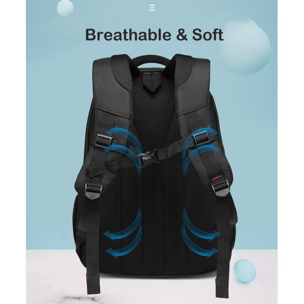 Men'S Lightweight Nylon Backpack Purse Bag Black Business Waterproof 0.98kg