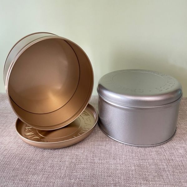 Rose Red Silver Gold Lacquered Round Tinplate Can For Cake Gift