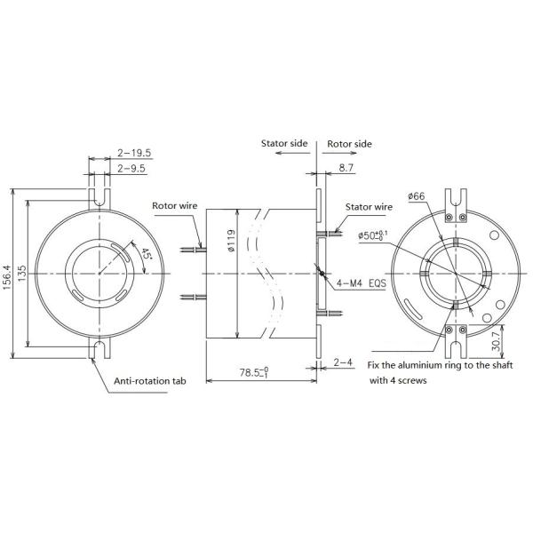 Integrated Signals IP54 ID 50mm Through Hole Slip Ring