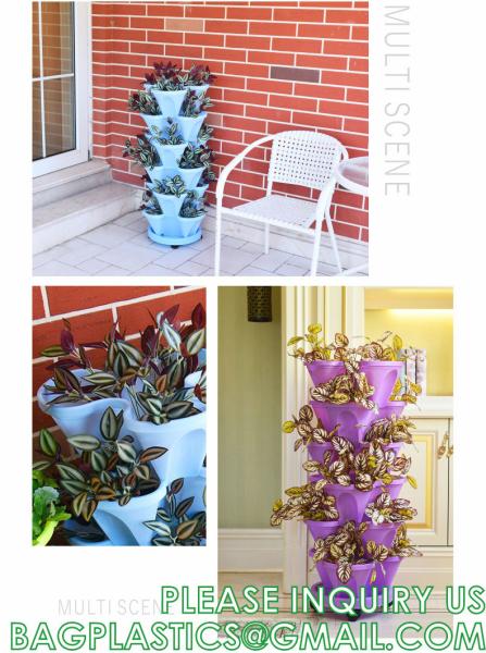 Stackable Planter, Vertical Garden Planter, Strawberry Planter, Indoor/Outdoor, 5 Tier Garden Tower, Herb Plant