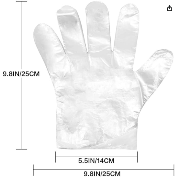 Haixin Health Comfy Package Disposable Poly Plastic Gloves for Cooking LDPE Gloves Latex & Powder Free- One Size Fits Most CE